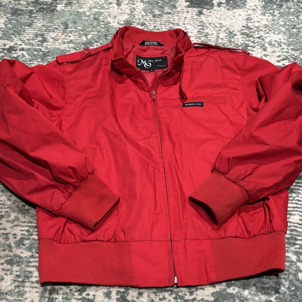 vintage 80s Members Only "MO New York" Racer Jacket  Women's Red Large